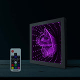 Chat avec papillon LED à couleur changeante Infinity miroir cadre chat amant cadeau chat Portrait envoûtant Illusion salon décor