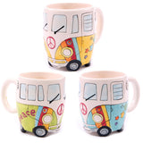 Livraison gratuite 1 pièce camping-car Van tasse à café en céramique rétro Bus tasse Splittie Funky cadeau boîte dessin animé Mini panier tasses à café tasses