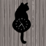 Japonais Adorable chat noir pendule horloge chat drôle Fnny chat balançant queue horloge murale Kit chat décoration murale chaton amoureux cadeau