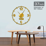 Sans cadre grand miroir acrylique horloge murale autocollant Art mural de luxe décor à la maison 3D bricolage géant horloge murale Kit silencieux mouvement de balayage