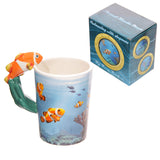 1 pièce grand cadeau pour plongée sous-marine Divers Orange Clown poisson poignée tasse mer anémone poisson tasse nouveauté tasse en céramique Clownfish Mug