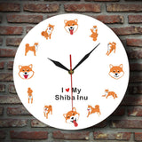Shiba Inu chien Animal de compagnie moderne horloge murale chambre d'enfants dessin animé Animal mur Art garde-temps pinceau japonais chien Shiba Ken horloge montre