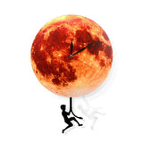Pendule lune dorée horloge murale balançant sur la lune espace galaxie décor maison Supermoon horloge pleine lune avec balancier balançant