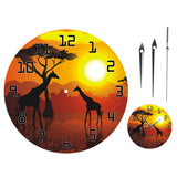 Horloge murale décorative Art mural girafe Serengeti coucher de soleil africain Savannah Safari décor mural montre murale