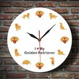 Chien de bande dessinée Golden Retriever animal de compagnie imprimé horloge murale chien race horloge suspendue moderne montre murale chien Golden Retriever cadeau commémoratif