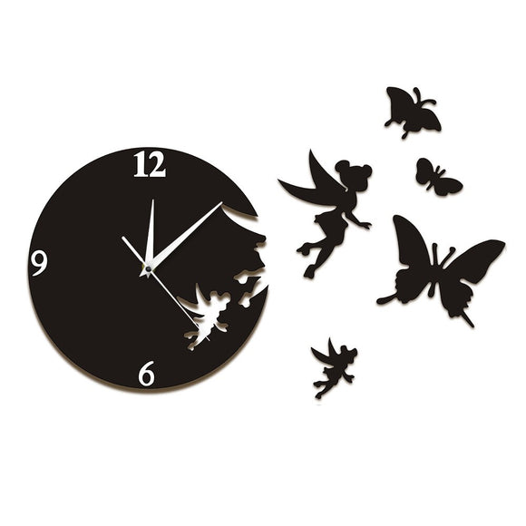 Fée ange s'est envolé horloge murale moderne Art mural décor à la maison papillons volants horloge murale décorative évasion horloge montre