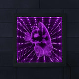 Chat avec papillon LED à couleur changeante Infinity miroir cadre chat amant cadeau chat Portrait envoûtant Illusion salon décor