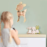 Dessin animé Style petit cerf acrylique miroir et en bois retour pépinière bébé enfant chambre décoration suspendus mur miroir nouveau-né cadeau