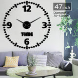 Sans cadre grand miroir acrylique horloge murale autocollant Art mural de luxe décor à la maison 3D bricolage géant horloge murale Kit silencieux mouvement de balayage