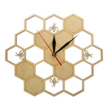 Abeilles et nid d'abeille horloge murale en bois naturel hexagone Art mural bois abeille miel horloge contemporaine montre maison salon décor