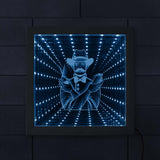 Salon de coiffure Logo LED miroir infini cadre en bois salon de coiffure LED infini lampe Tunnel miroirs illuminés espace sans fin graphique