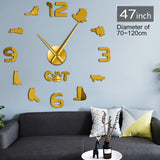 Chat siamois Ragdoll chat bricolage grande horloge murale 3D chat Silhouette mur Art miroir autocollants chat Pet décor à la maison Ragdoll amant cadeau