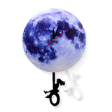 Pendule balancier lune bleue horloge astronomie décor à la maison drôle horloge murale lune bleue horloge avec Silhouette balancier
