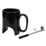 Livraison gratuite 1 pièces Creative 300 ml tasse de Golf café en céramique noire avec poignée de Golf forme stylo personnalité tasses en céramique et tasse