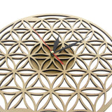 Fleur de vie intersecte anneaux géométrique en bois horloge murale géométrie sacrée Laser Cut horloge montre pendaison de crémaillère cadeau chambre décor