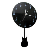 Horloge murale guitare moderne avec balancier guitare Studio de musique horloge décorative montre Art mural mélomane guitariste cadeau