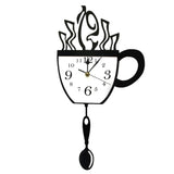 Créative tasse à café et cuillère cuisine moderne horloge murale avec cuillère à balancer tasse à café pendule horloge murale buveur de café cadeau