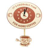 Heure pour plus de café citation inspirante café horloge murale avec tasse oscillante café horloge décorative horloge murale montre café amoureux cadeau