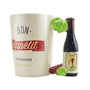 1 pièce bouteille de vin en forme de poignée en céramique tasse à café partie boisson bière tasse Bon appétit bureau maison boire tasse