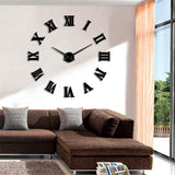 Bricolage moderne grande horloge murale 3D miroir Surface autocollant décor à la maison Art géant horloge murale montre avec chiffres romains grande horloge