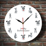 J'aime Schauzer décoration murale suspendue montre murale Miniature Schnauzer dessin animé Style imprimé horloge murale Schnauzer propriétaires décor à la maison
