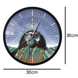 Pilote militaire dans le Cockpit de l'avion horloge murale d'avion avec cadre en métal noir l'avion volant avion aviateur horloge murale Art montre