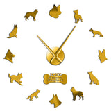 Berger allemand bricolage horloge murale Deutscher Schferhund horloge murale géante avec grandes aiguilles effet miroir loup alsacien chien Art mural