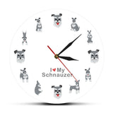 J'aime Schauzer décoration murale suspendue montre murale Miniature Schnauzer dessin animé Style imprimé horloge murale Schnauzer propriétaires décor à la maison