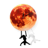 Pendule lune dorée horloge murale balançant sur la lune espace galaxie décor maison Supermoon horloge pleine lune avec balancier balançant