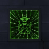 Salon de coiffure Logo LED miroir infini cadre en bois salon de coiffure LED infini lampe Tunnel miroirs illuminés espace sans fin graphique