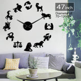 Signes du zodiaque autocollants d'art mural exclusif horloge murale Constellation bricolage horloge murale géante astrologie horloge suspendue montre décor à la maison