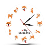 Shiba Inu chien Animal de compagnie moderne horloge murale chambre d'enfants dessin animé Animal mur Art garde-temps pinceau japonais chien Shiba Ken horloge montre