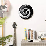 Élégant Piano touches noir et blanc moderne horloge murale Notes de musique vague ronde musique clavier horloge murale mélomane pianiste cadeau