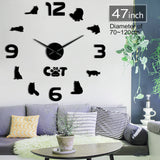 Chat siamois Ragdoll chat bricolage grande horloge murale 3D chat Silhouette mur Art miroir autocollants chat Pet décor à la maison Ragdoll amant cadeau